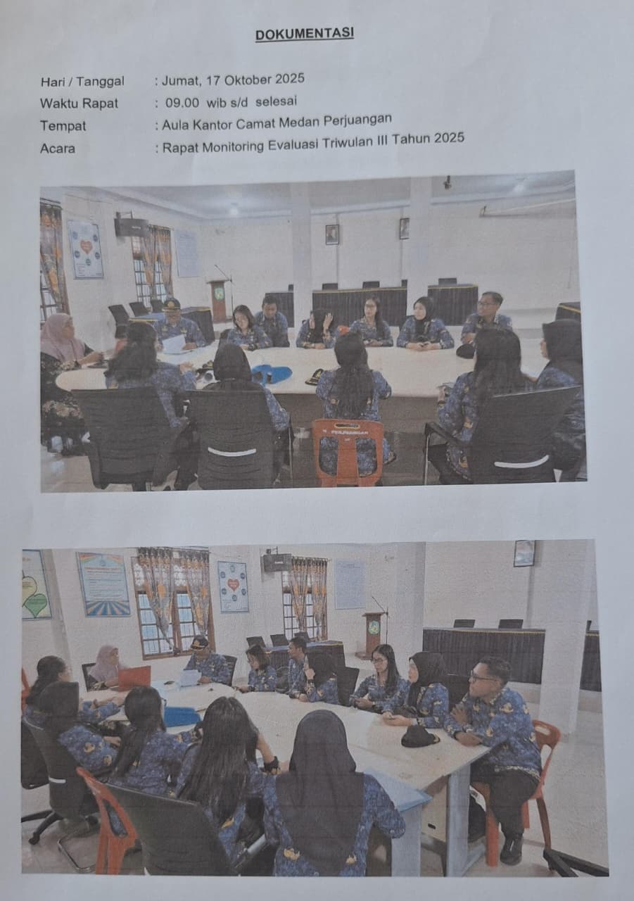 Rapat Monitoring Evaluasi Triwulan III Kecamatan Medan Perjuangan